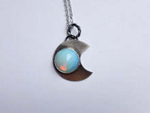 Load image into Gallery viewer, Faceted Opalite Crescent Moon Pendant
