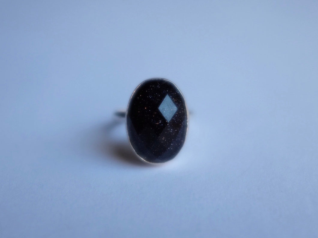 Blue Goldstone ring - Made to order