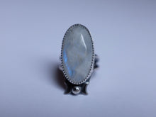 Load image into Gallery viewer, Size 6 Triple Moon Goddess Moonstone ring

