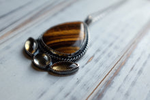 Load image into Gallery viewer, Tiger&#39;s Eye and Citrine Solar Plexus Pendant
