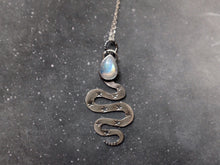 Load image into Gallery viewer, Rainbow Moonstone Snake Amulet
