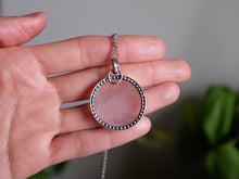 Load image into Gallery viewer, Round Rose Quartz Pendant - Large
