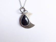 Load image into Gallery viewer, Blue Goldstone Crescent Moon Pendant
