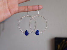 Load image into Gallery viewer, Lapis Lazuli Twisted Hoops

