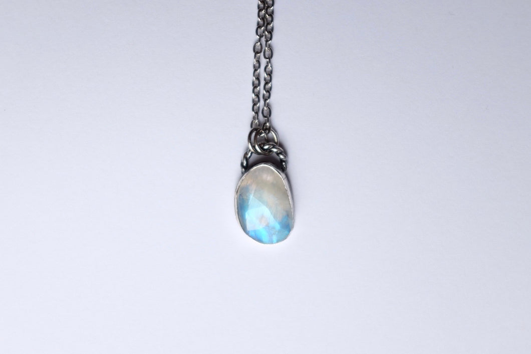 Faceted Moonstone pendant - rope bail