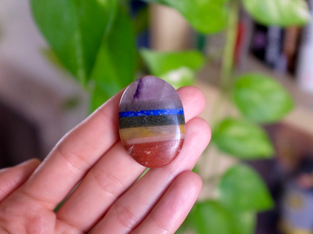 Made to order - Seven Chakra Worry Stone Pendant