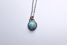 Load image into Gallery viewer, Round Larimar pendant - beaded border
