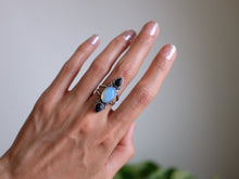 Load image into Gallery viewer, Size 7.75 Opalite and Blue Goldstone Ring
