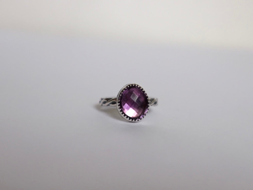 Size 7.5 Faceted Amethyst Ring