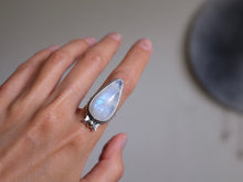 Load image into Gallery viewer, Size 8 Triple Moon Goddess Moonstone ring
