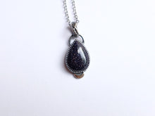 Load image into Gallery viewer, Crescent Blue Goldstone Pendant
