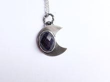 Load image into Gallery viewer, Faceted Blue Goldstone Crescent Moon Pendant
