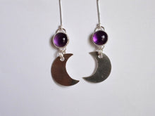 Load image into Gallery viewer, Amethyst Crescent Moon Earrings
