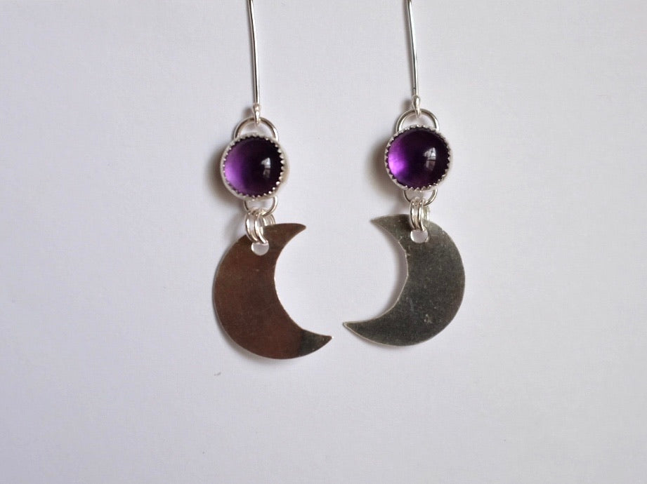 Amethyst Crescent Moon Earrings