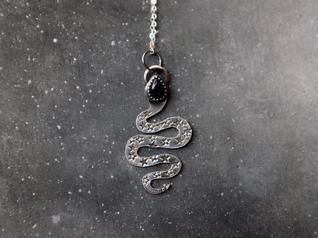 Blue Goldstone Snake Amulet